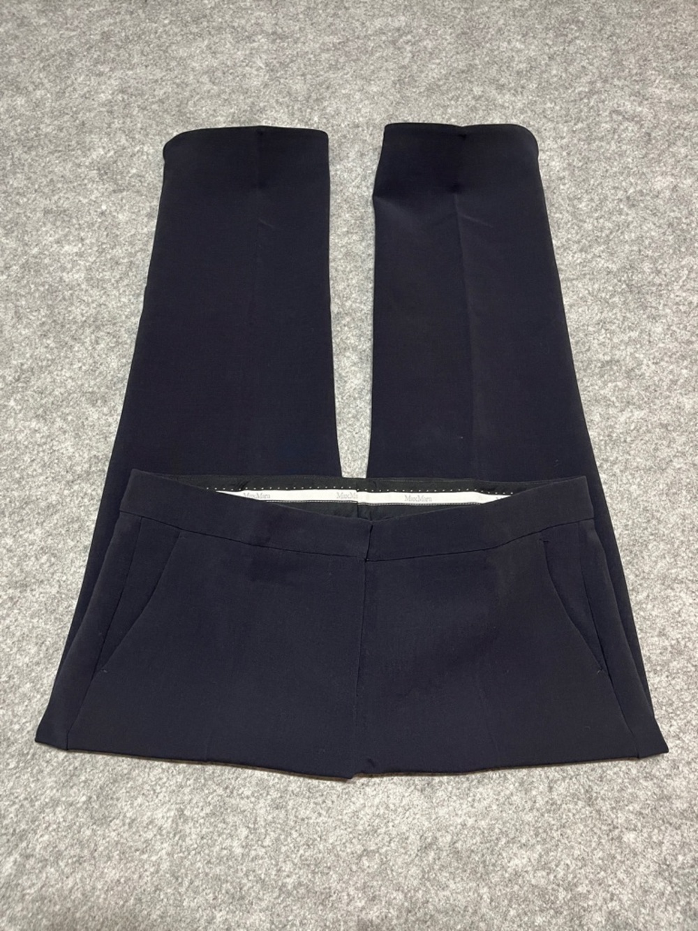 MaxMara Navy Tailored Wool Suiting Trousers